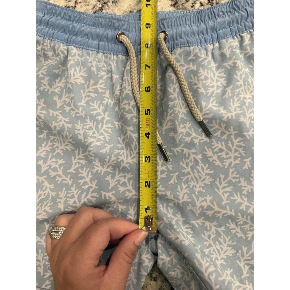 Fair Harbor The Bayberry Swim Trunks Boy’s Small Mist Seaweed Blue Coral Lined